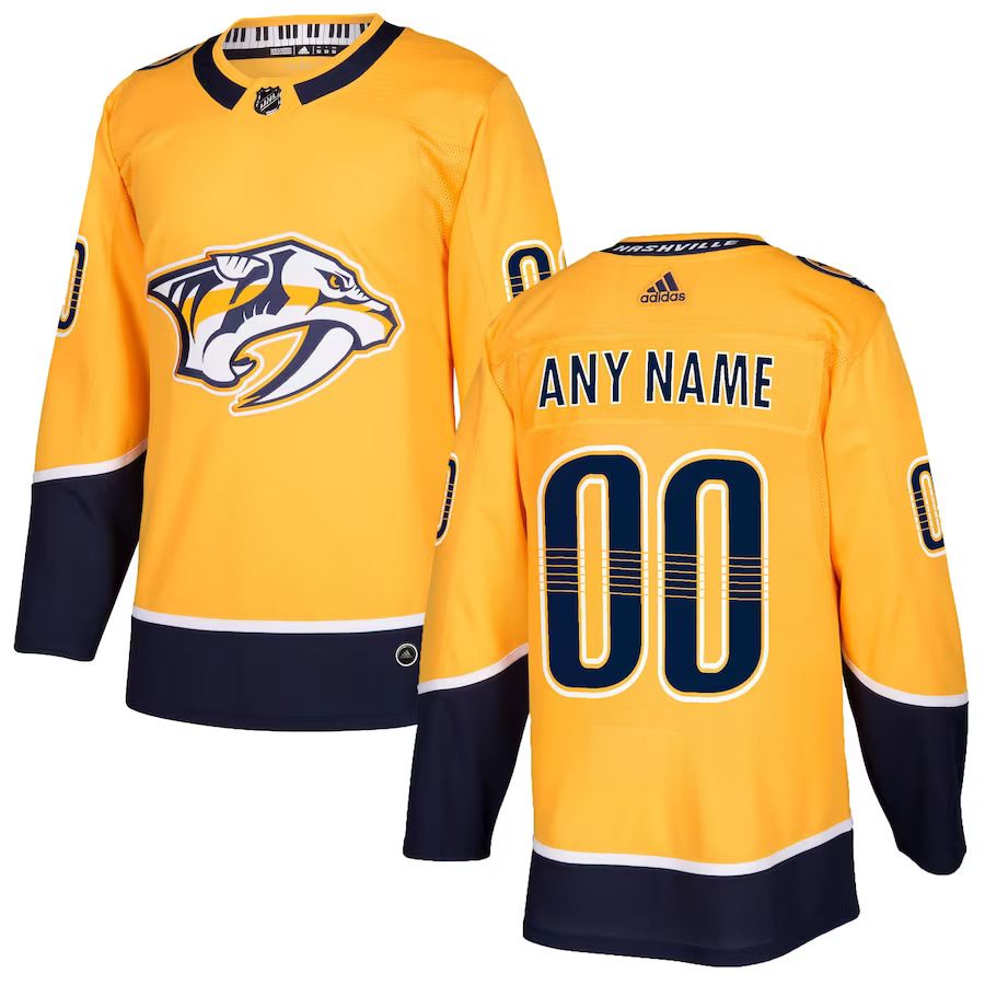 Men Nashville Predators adidas Gold Authentic Custom NHL Jersey->customized nhl jersey->Custom Jersey